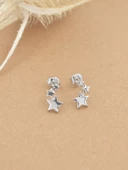 Gümüş Minimal Sıralı Yıldızlar Kadın Küpe thumbnail 3