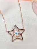 Gözlü Sedef Taşlı Yıldız Kadın Gümüş Kolye thumbnail 3