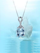 Gümüş Deniz Mavisi Zirkon Taşlı Damla Kadın Kolye thumbnail 3