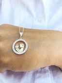 Gümüş Zirkon Taşlı Anne Bebek Gümüş Kolye Anneler günü - 4