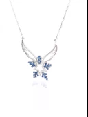 Pırlanta Safir Taşlı Melek Kanadı Kar Tanesi Kadın Gümüş Kolye thumbnail 3