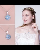 Aquamarin Taşlı Pırlanta Model Lotus Çiçeği Kadın Gümüş Kolye - 3