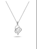 Gümüş Zirkon Taşlı Çift Kalp Kadın Gümüş Kolye thumbnail 1