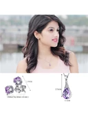 Gümüş Su Damlası Ametist Taşı Kadın Kolye Küpe Seti Gümüş Set thumbnail 4