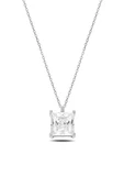 Gümüş Swarovski Zirconia Taşlı Kare Model Kadın Kolye thumbnail 1