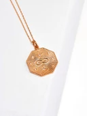 925 Ayar Yıldız Sonsuzluk Ay Desenli Madalyon Kadın Kolye Rose thumbnail 3