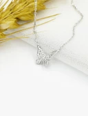 925 Ayar Zarif Model Minimal Kelebek Gümüş Kadın Kolye thumbnail 3