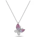 Gümüş Nano Renkli Taşlı Kelebek Figürlü Kadın Gümüş Kolye thumbnail 1