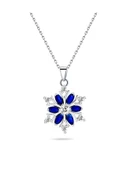 Pırlanta Model Kar Tanesi Safir Taşlı Kadın Gümüş Kolye thumbnail 1