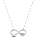 Gümüş Zirkon Taşlı Sonsuzluk Kalpli Kadın Gümüş Kolye thumbnail 1