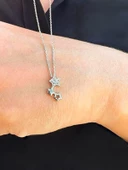 Gümüş Parlayan Yıldız Zirkon Taşlı Kadın Gümüş Kolye thumbnail 3