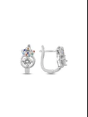 925 Ayar Gümüş Renkli Taşlı Tektaş Kraliçe Tacı J Çocuk Küpe thumbnail 1