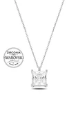 Gümüş Swarovski Zirconia Taşlı Kare Model Kadın Kolye thumbnail 2