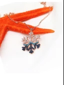 Kar Tanesi Mavi Geçişli Rose Renk Kadın Gümüş Kolye thumbnail 3