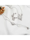 Gümüş Gezegen Kadın Kolye Küpe Bileklik Seti - 2