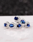 Safir Taşlı Diamond Stylish Night Halka Kadın Gümüş Küpe 17 MM - 4