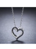 Kalbimde Çift Kalp Siyah Beyaz Taşlı Kadın Gümüş Kolye thumbnail 3