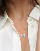 Safir Işıltılı Diamond Sevgi Kelebeği Kadın Gümüş Kolye thumbnail 2