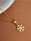 Kar Tanesi Gümüş Kolye Altın Kaplama thumbnail 2