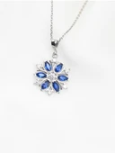 Pırlanta Model Kar Tanesi Safir Taşlı Kadın Gümüş Kolye thumbnail 4