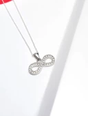 925 Ayar Gümüş Sonsuzluk Zirkon Taşlı Kadın Kolye Sade Model thumbnail 2