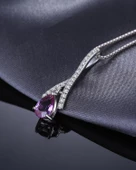 Ametist Taşı Işıltılı Diamond Damla Kadın Gümüş Kolye thumbnail 3