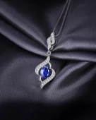 Safir Taşlı Gözyaşı Damla Model Sallantılı Kadın Gümüş Kolye thumbnail 2