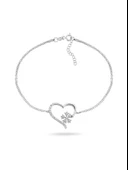 925 Ayar Gümüş Zirkon Taşlı Kar Tanesi Kalpli Kadın Kolye Bileklik Seti thumbnail 3