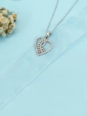 925 Ayar Gümüş Zirkon Taşlı Kalp Buğday Başak Kadın kolye thumbnail 3