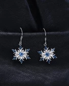 Aquamarin Taşlı Özel Tasarım Kar Tanesi Kadın Gümüş Küpe thumbnail 2