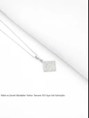 Timeless Series Zirkon Taşlı Gümüş Işıltılı Kare Kolye thumbnail 2