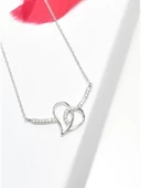 Gümüş Kalbim Kalbinde Çift Kalp Çubuk Kadın Gümüş Kolye thumbnail 2