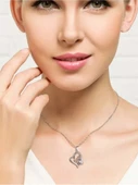 Gümüş Love Yazılı Zirkon Taşlı Kalp Kadın Gümüş Kolye thumbnail 2