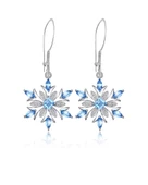 Aquamarin Taşlı Özel Tasarım Kar Tanesi Kadın Gümüş Küpe thumbnail 1