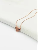 925 Ayar Gümüş Nazar Gözlü Mineli Kalp Kadın Kolye thumbnail 2