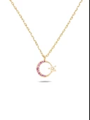 925 Ayar Gümüş Zirkon Taşlı Ay Yıldız Kadın Gümüş Kolye thumbnail 1