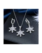 Gümüş Kar Tanesi Kolye Küpe Set Gümüş Kolye Set thumbnail 2
