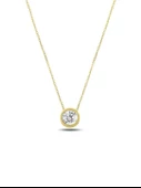 Altın Kaplama Zirkon Taşlı Yuvarlak Kadın Gümüş Kolye thumbnail 1