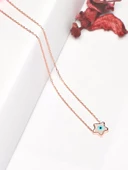 925 Ayar Sedef Taşlı Yıldız Model Nazar Gözlü Rose Gümüş Kolye thumbnail 2