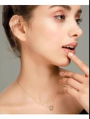 Altın Kaplama Zirkon Taşlı Yuvarlak Kadın Gümüş Kolye thumbnail 2