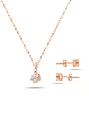 Gümüş Zirkon Taşlı Taç Model Kadın Kolye Küpe Seti Gümüş Set - 1
