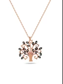 Rose Renk Siyah Gözlü Hayat Ağacı Kadın Gümüş Kolye thumbnail 1