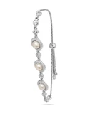 925 Ayar Gümüş Special Luxury Pearl Kadın Asansör Kilitli Bileklik - 1