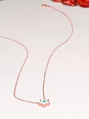 925 Ayar Sedef Taşlı Yıldız Model Nazar Gözlü Rose Gümüş Kolye thumbnail 3