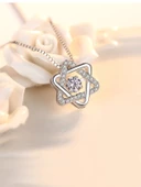 Gümüş Titrek Swarovski Taşlı Üçgen Yıldız Kadın Kolye thumbnail 2