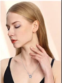 Pırlanta Safir Taşlı Melek Kanadı Kar Tanesi Kadın Gümüş Kolye thumbnail 2