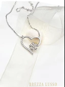 925 Ayar Gümüş Zirkon Taşlı Kar Tanesi Kalpli Kadın Gümüş Kolye thumbnail 3