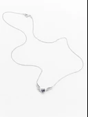 Ametist Taşlı Melek Kanatlı Minik Kalp Kadın Gümüş Kolye - 4