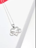 925 Ayar Gümüş Sonsuzluk Kalpli Kadın Kolye thumbnail 2