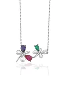 925 Ayar Gümüş Renkli Kanatlı Kelebekler Düşü Kadın Kolye thumbnail 1